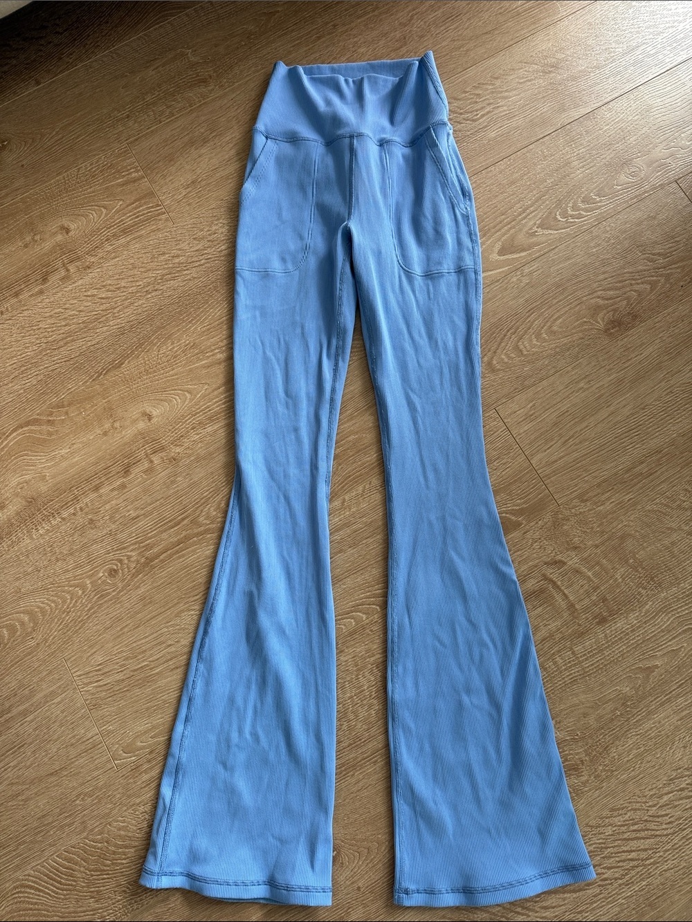 aerie Offline Ribbed High-Waist Blue Flare Leggings Size M
